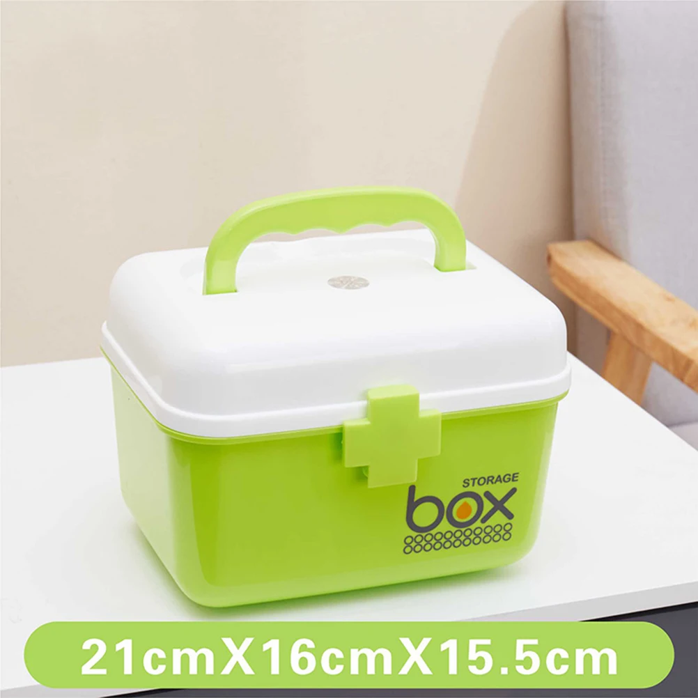 صندوق أدوات الإسعافات الأولية منظم تخزين الأدوية بسعة كبيرة مع مقبض صينية قابل للإزالة للاستخدام في حالات الطوارئ في المنزل في الهواء الطلق