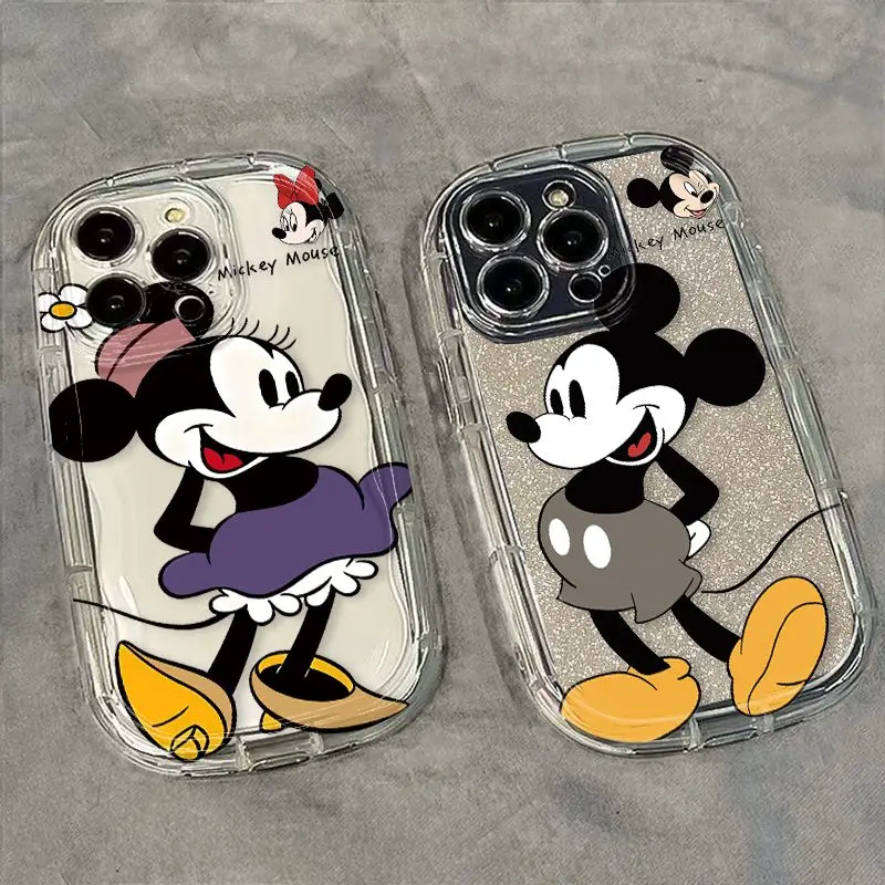 Disney Mickey Minnie Mouse Naughty Cute Phone Case For Iphone 15 14 13 11 12 Pro Max XR XS 7 8 Plus Y2k Girl Clear Gift Silicone