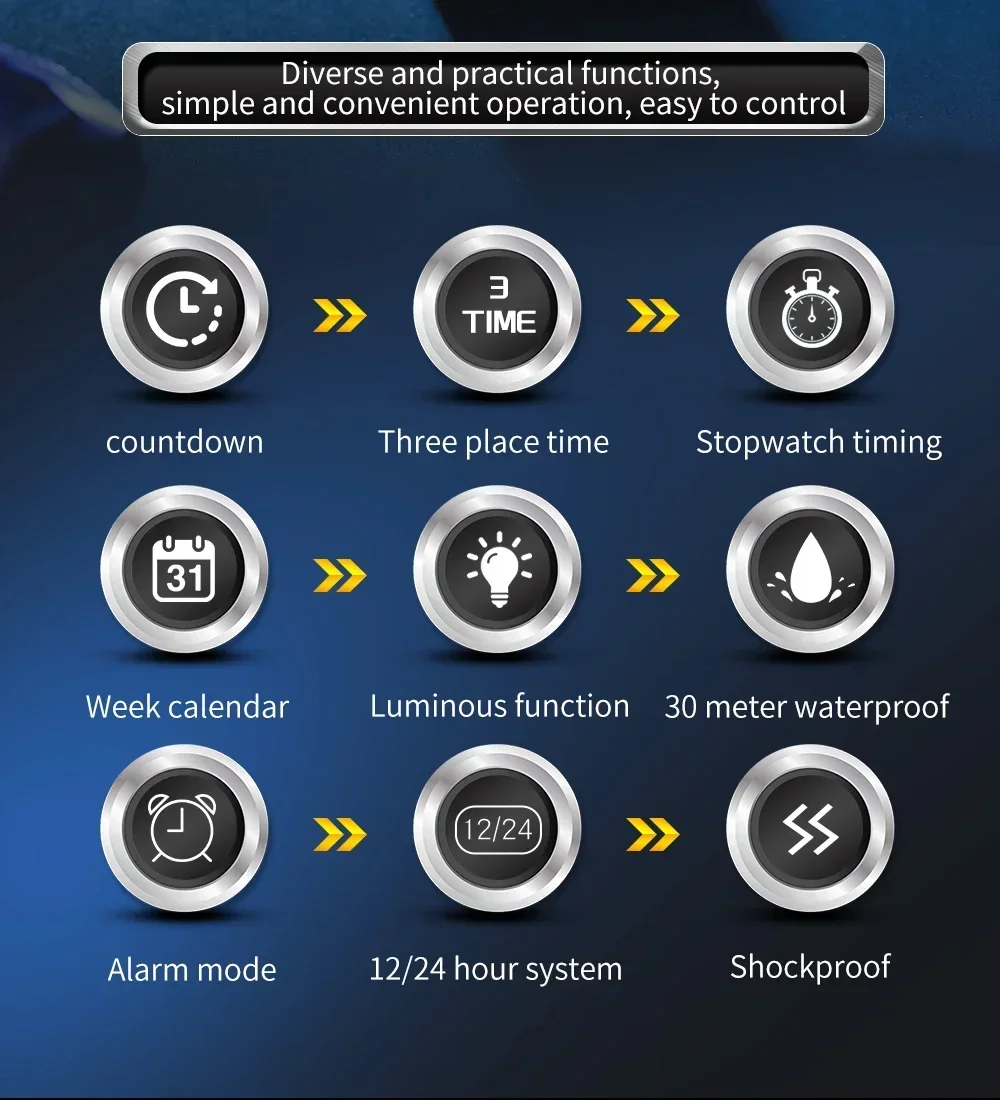 SANDA 6163 Watch Countdown Sports Waterproof Dual Display Digital Men's Watches Fashion Trend Men's Quartz Watch Fashion Square