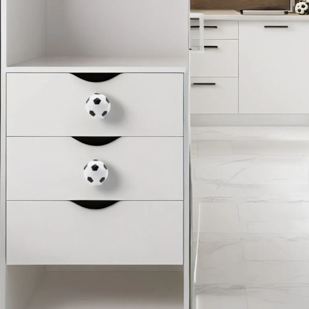 4Pcs Soccer Ball Cabinet Knobs Dresser Drawer Handles Room Wardrobe Doors Football Theme Organizing Fun Safe Anti-Pinch
