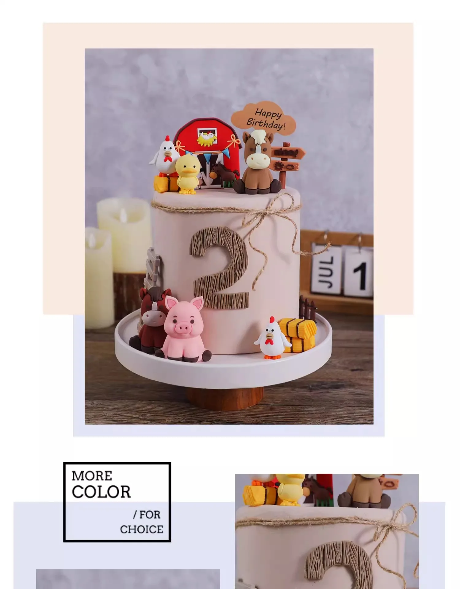 Bauernhoftier-Kuchenaufsatz, Kuh, Schwein, Bergrinder, Küken-Kuchendekorationen für Babyparty, Kinder, alles Gute zum 1. Geburtstag, Partyzubehör – Detail 6