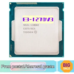 중고 쿼드 코어 8 스레드 CPU 프로세서, Xeon E3-1270 v3 E3 1270 v3 E3 1270v3 3.5 GHz, L2 = 1M L3 = 8M 80W LGA 1150