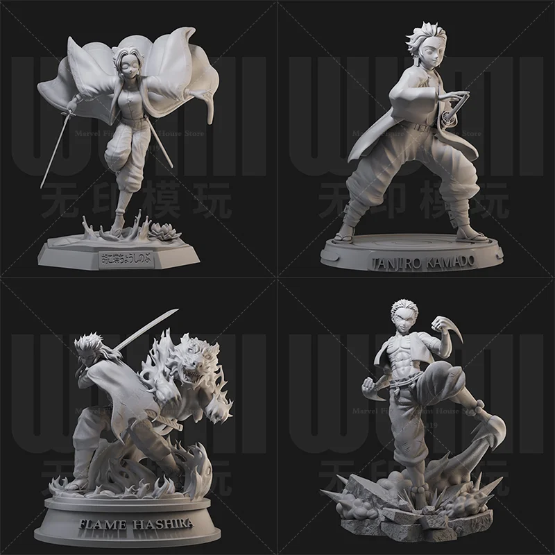 

1/24 1/18 Scale Ghost Kill Team Swordsmen Japanese Combat Fantasy Anime Cartoon DIY Self-assembled GK 3D Resin Un-panited Doll