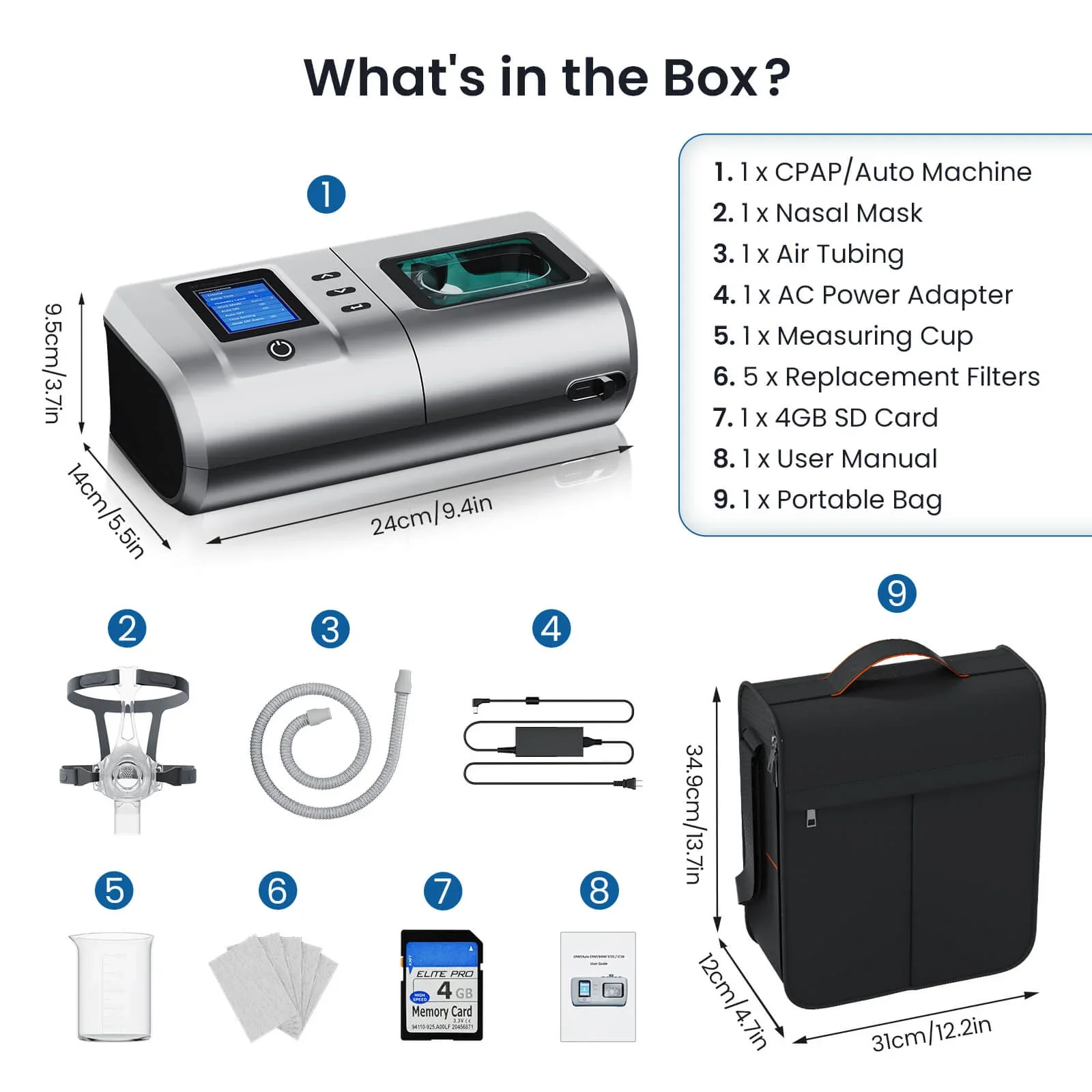 Resoxy DS6 Auto CPAP Machine Automatic Pressure Adjustment Device For Sleep Heated 28dB Low Noise with SD-card For Home Travel