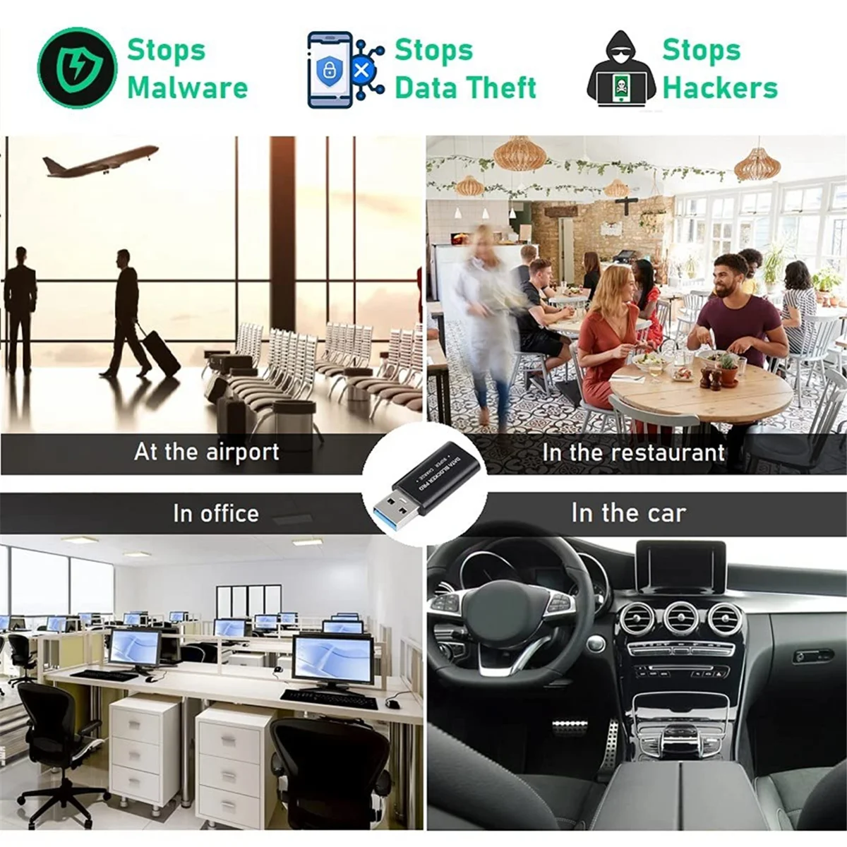 AU49_2 Stück USB-Datenblocker USB-A-Datenblocker schützt vor Juice Jacking