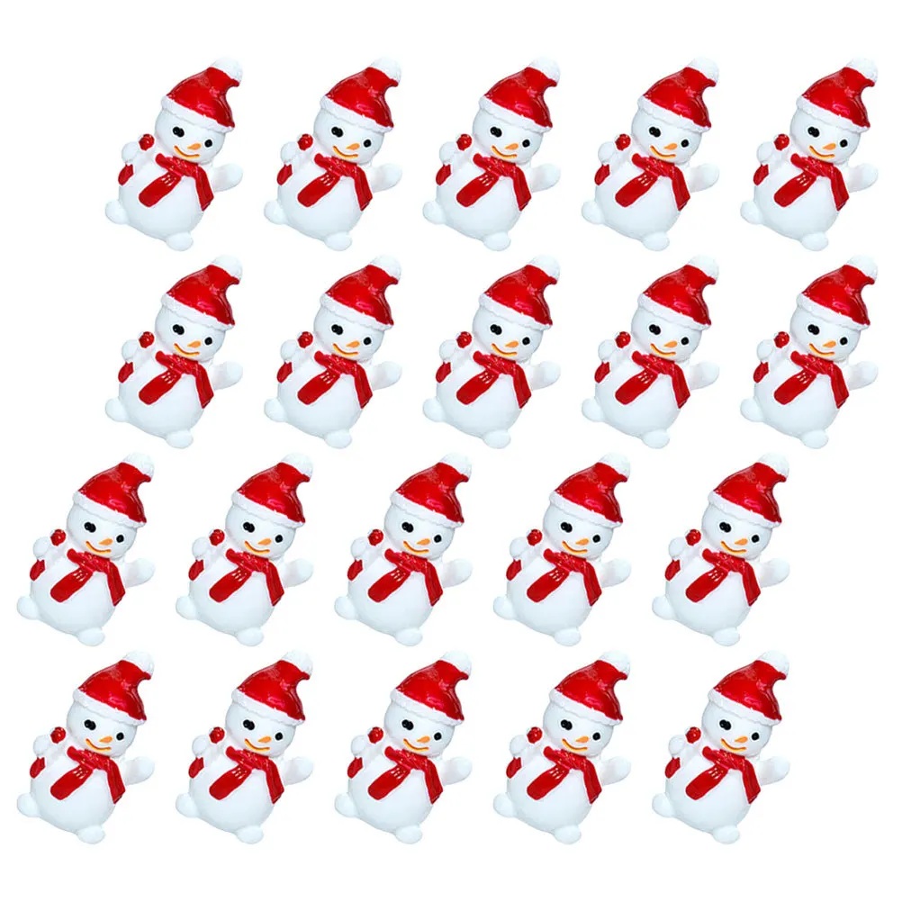 50pcs Mini Snowman Resin Christmas Ornament For Garden Home Office Desktop Decorative Landscaping Miniature Statue Xmas