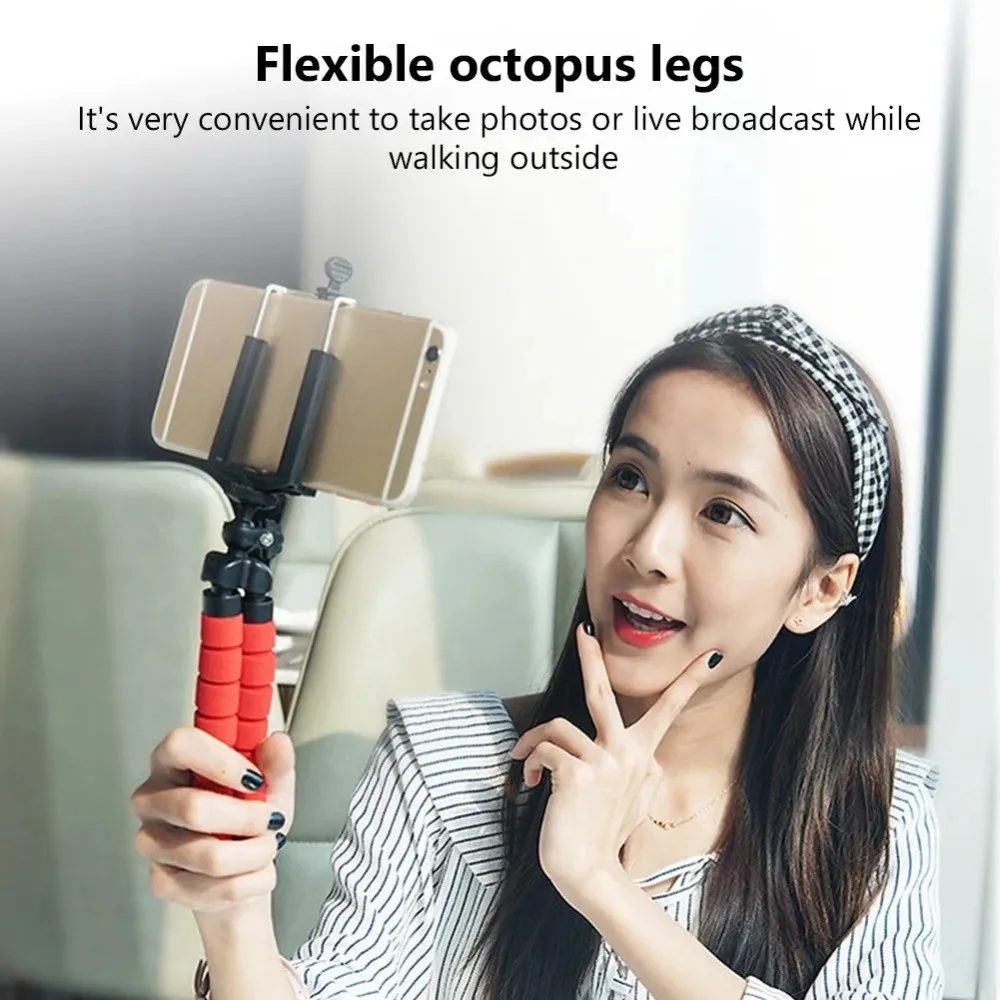 حامل ملحقات محمول مدمج للهواتف الذكية مزود بإسفنجة غير قابلة للانزلاق مع ذراع قبضة مرنة قابل للتعديل على المكتب