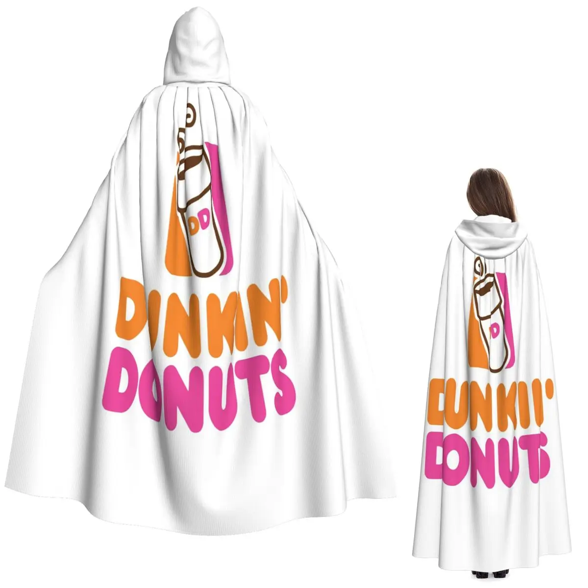 Dunkin Donuts Capa larga con capucha Disfraz medieval de bruja Capa de cosplay Abrigo de Halloween Adulto Unisex