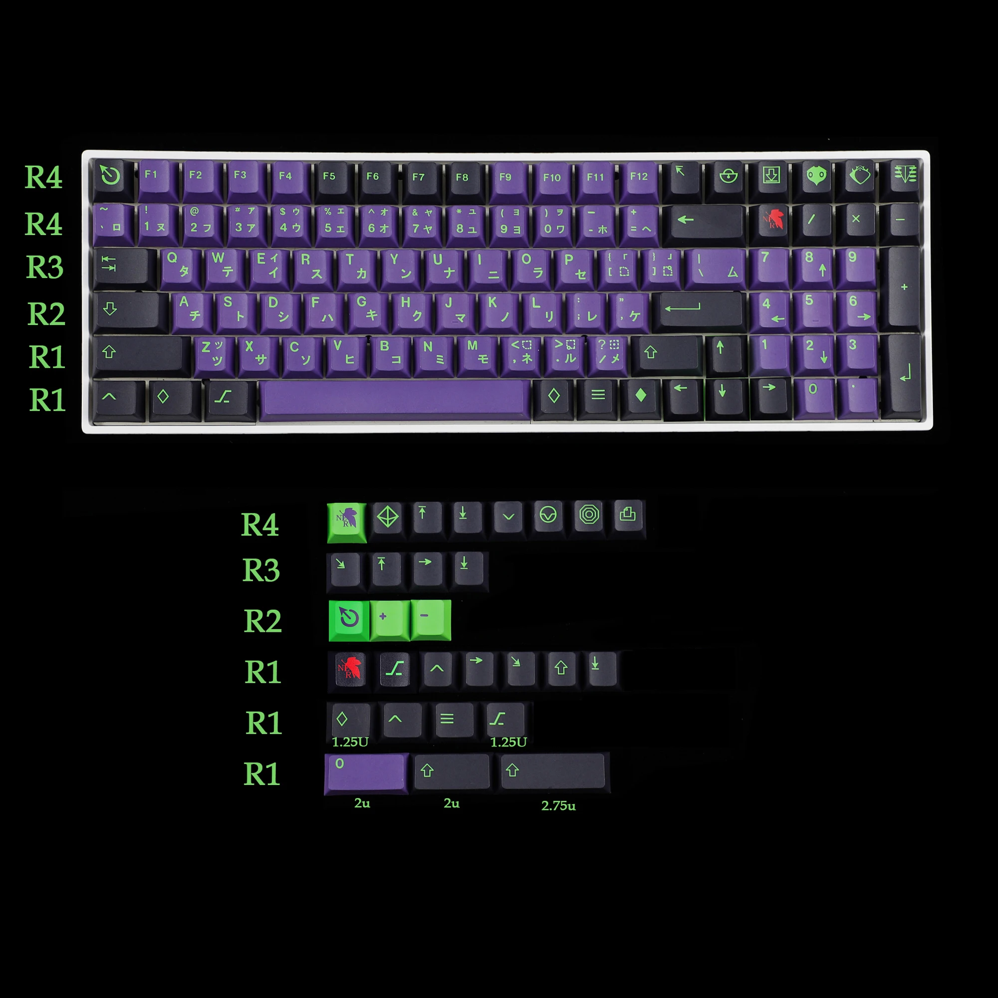 Teclado mecânico de perfil cereja, PBT Keycaps para TKL 61, 64, 68, 75, 87, 96, 104, 108, teclado MX, roxo, 129 Key Dye Sub PBT, 61 teclas