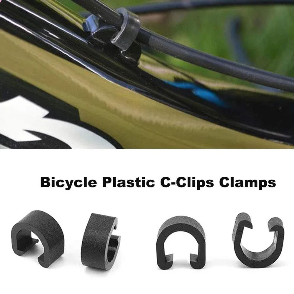 5-500 Stück Kunststoff-Fahrradkabelklemmen C-Clips Gehäuse-Schlauchführung für Brems- und Schaltwerkrahmen-Schnallen für MTB- und Rennräder – Detail 5
