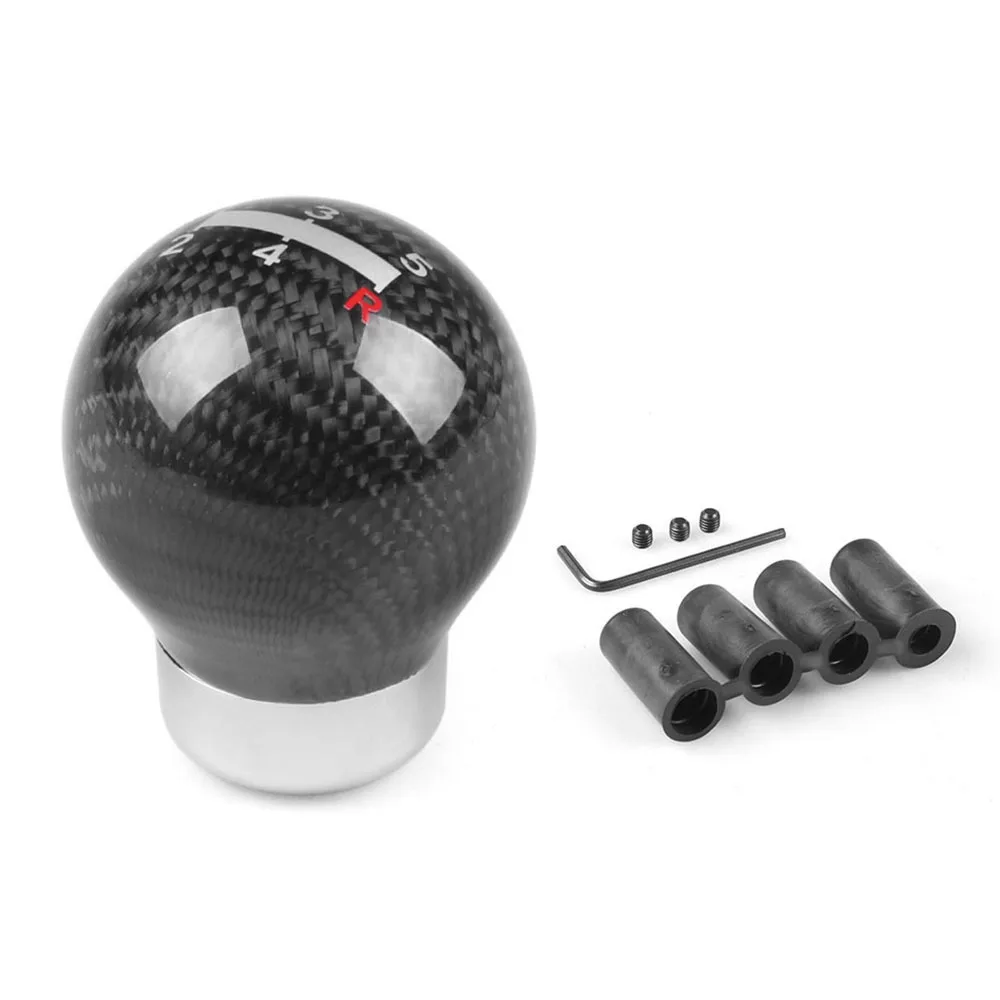 

Universal Car Real Carbon Fiber Gear Shift Knob Auto Manual Transmission Shifter Round Ball Shape Handle Lever AT MT