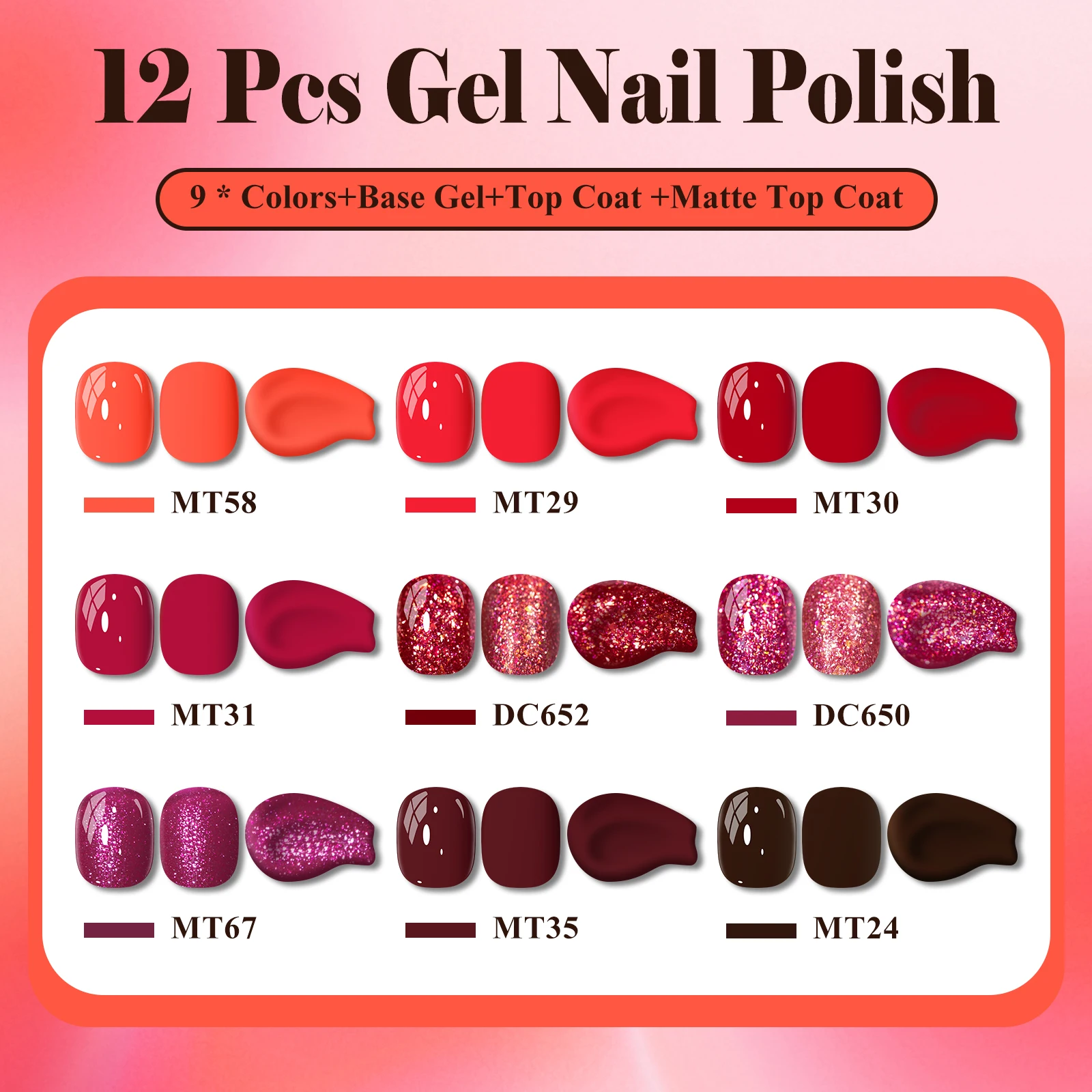 12 pz Gel Smalto Set HEMA Libero 7 ml Glitter Semi Permanente Soak Off Gel UV Vernice Base Top Coat Manicure Unghie Forniture FAI DA TE