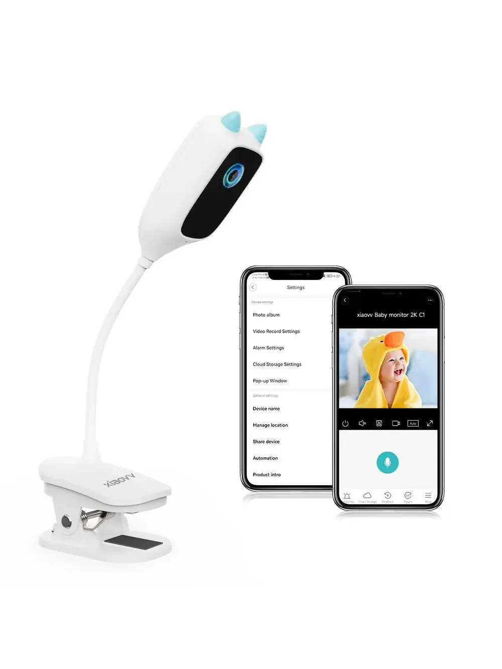 Kamera internetowa 4MP WiFi do użytku w pomieszczeniach, o wysokiej rozdzielczości, z detekcją płaczu, pełnokolorowym trybem nocnym, obrotową o 360 stopni, do monitoringu dziecka. — zdjęcie 2