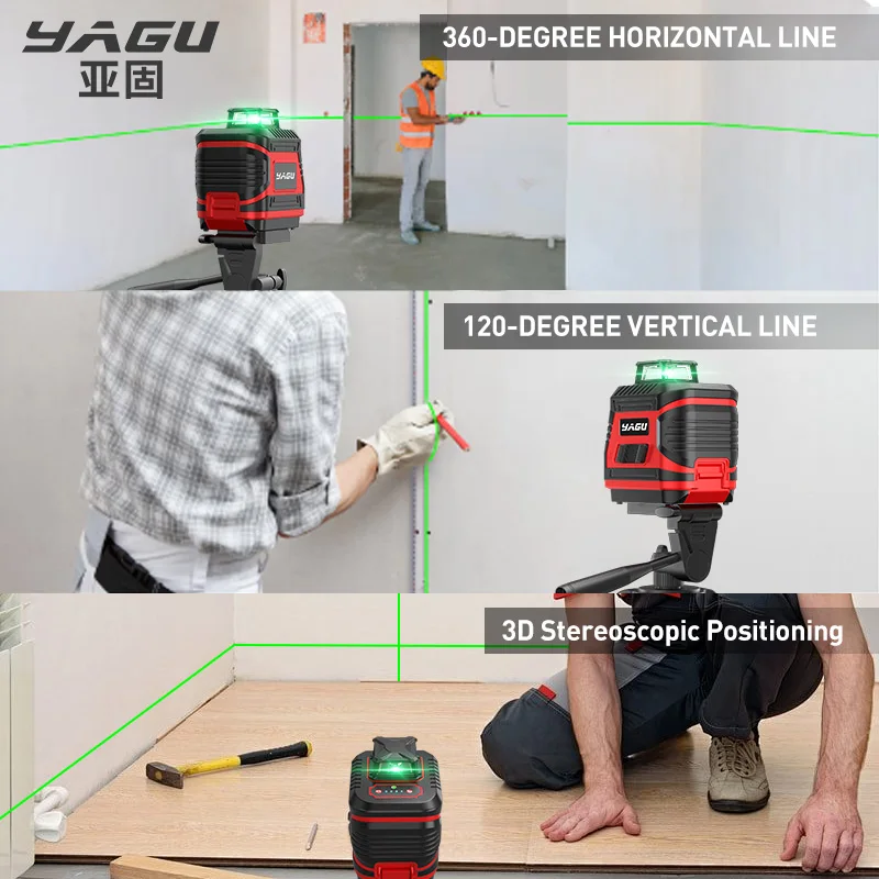 Imagem -05 - Yagu Linhas Laser Nível Auto-nivelamento Ferramenta Laser Cruz Verde com Linhas Verticais e Horizontais Rotação de 360 Graus Auto-nivelamento