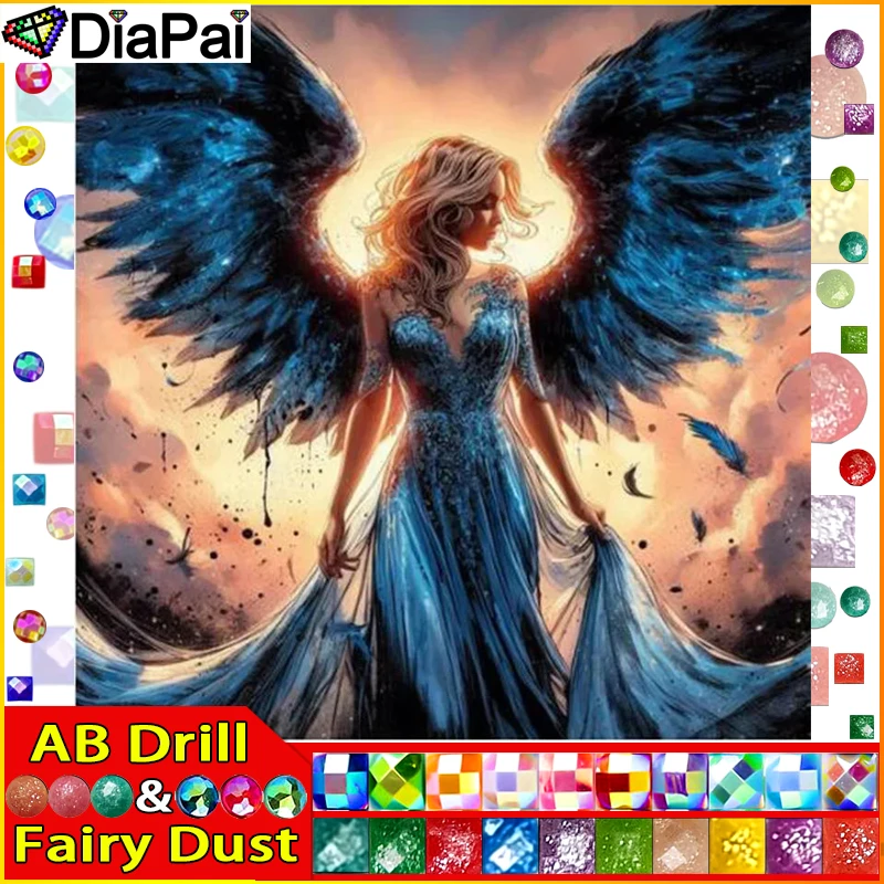 

DIAPAI Fairy Dust AB "Женщина Закат Крылья" Алмазная картина 5D Полный квадратный/круглый дрель Домашний декор DIY Алмазная вышивка крестом