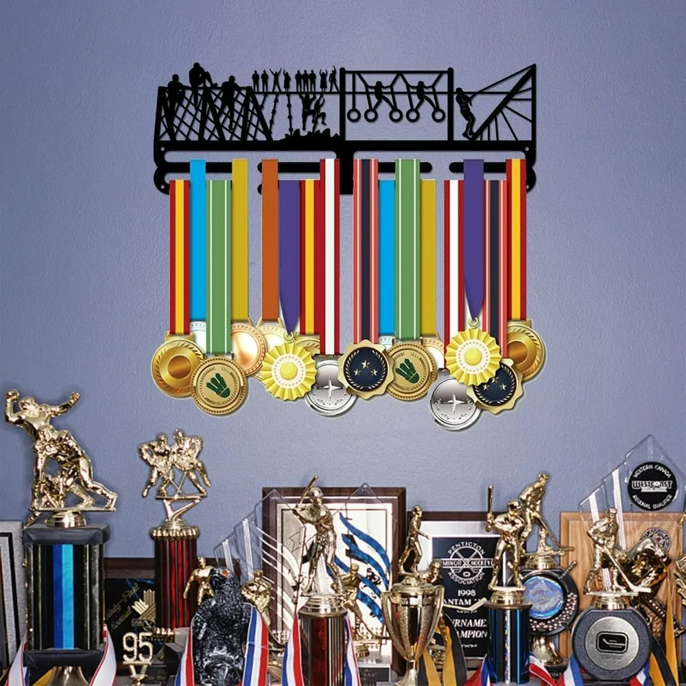 Obstacle Course Medal Display Hanger Sports Medal Holder Iron Wall Mounted Multiple Medal Award Holder Display Rack Hook