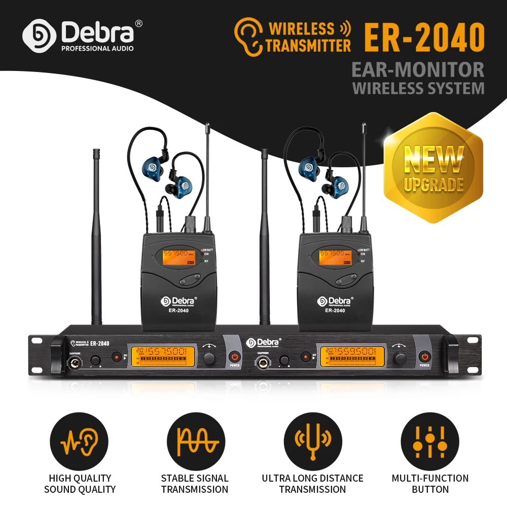 Debra ER-2040 In-Ear Drahtloses Monitorsystem, UHF mit Mehrfachempfängern für Bühnenshows, Hochzeiten und Bands – Detail 1