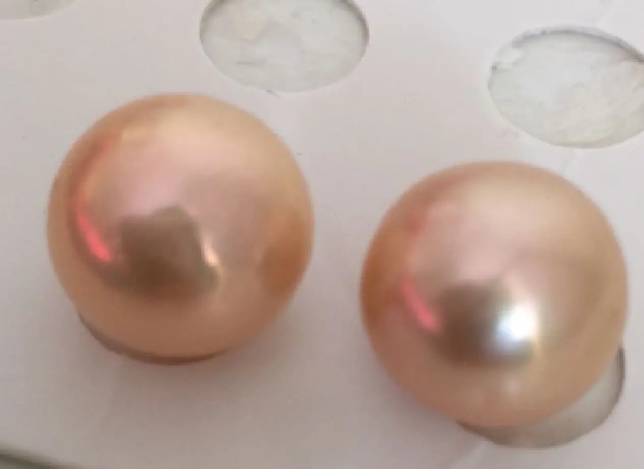 

Gorgeous 10-11mm Round South China Sea Gold Pink Bulk Pearl earring 18K gold