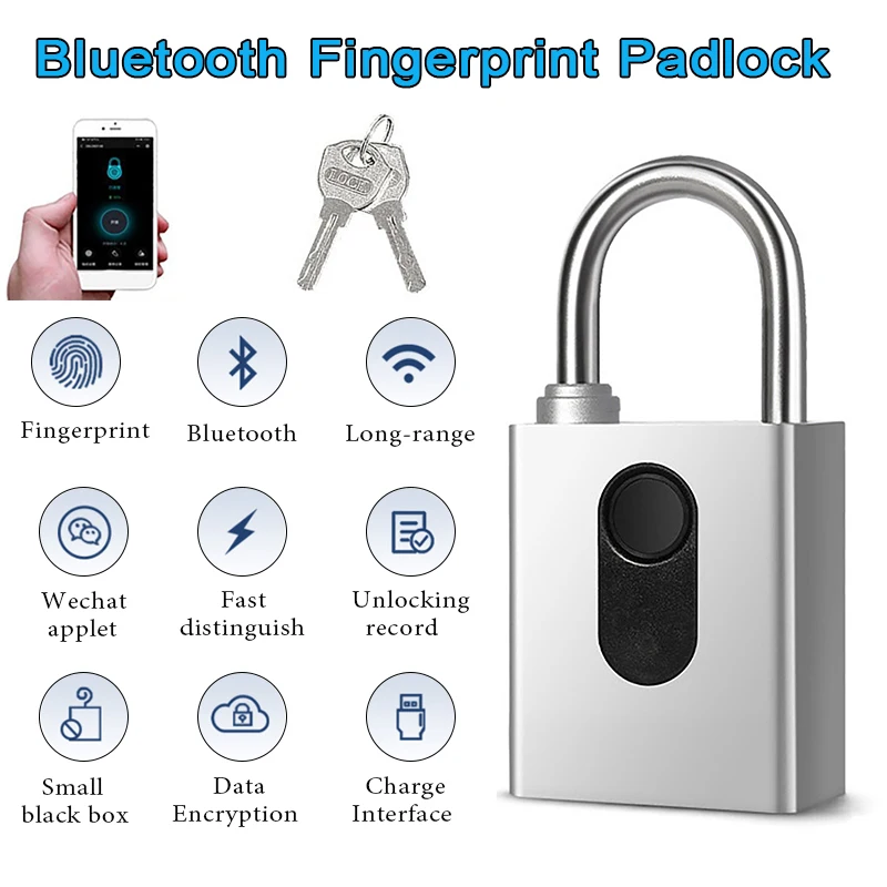 

Intelligent Fingerprint Padlock Outdoor Waterproof OKLOCK App Unlock Key Unlock Anti-Theft Lock for Gates and Warehouses