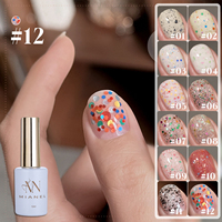 MIANEL 1pcs 12ML Summer Nails Colorful Polka Jelly Gel Nail Polish Small Milk White Style Eggshell Sequins Nail Glue Red Nails