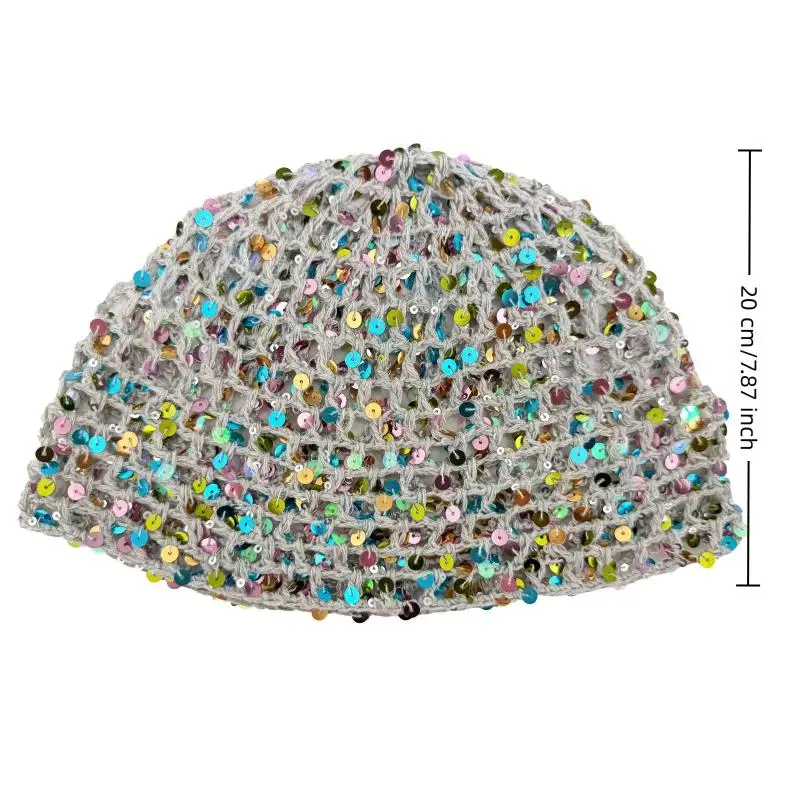 Fashion Knit Bucket Hat with Sequin Shiny Contrast Breathable for Casual & Chic Outfits