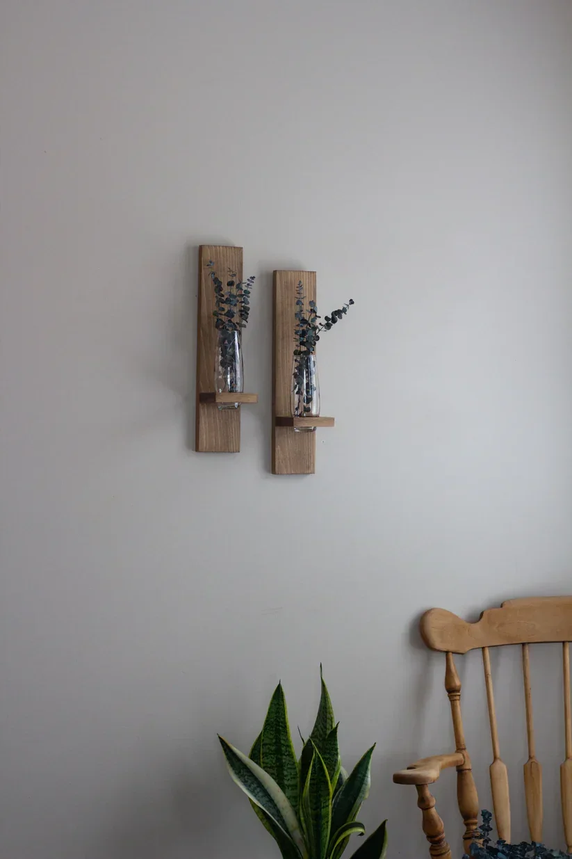 Estante de madera para plantas de pared y decoración de flores, estante para plantas de interior para soporte colgante pequeño para plantas de interior