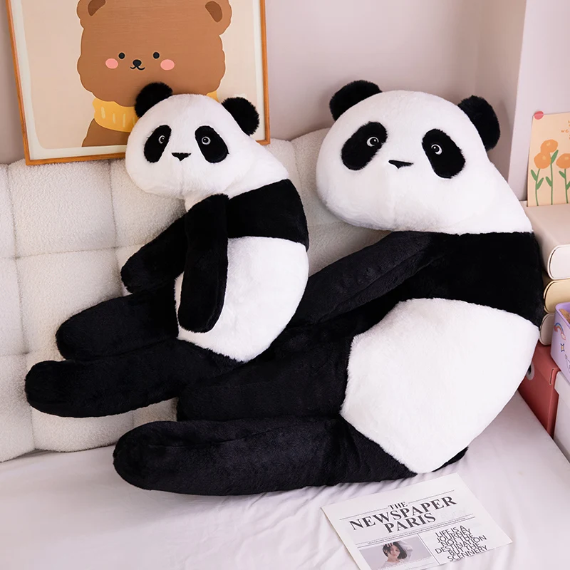 

New Big Size Curved Soothing Cartoon Panda Plush Throw Pillow Soft Huggable Pillow Back Pillow For Sleeping Funny Home Decor