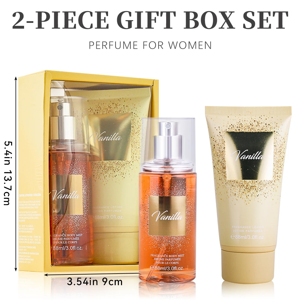 Mist & Lotion Gift Set VANILLA Women's Fragrance Sets 3fl.oz Body Lotion and 3fl.oz Body Mist Gift for Women Long Lasting