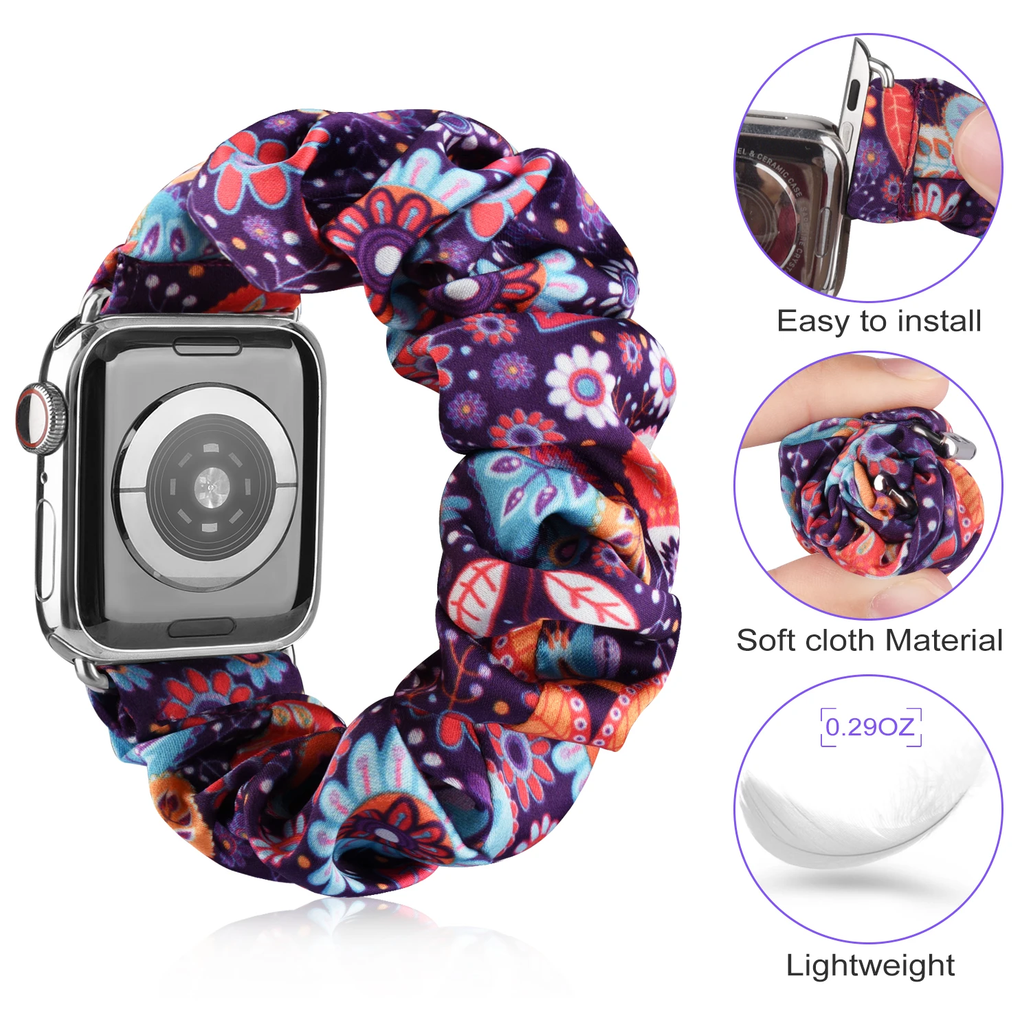 Elastic Scrunchie Strap For Apple Watch Ultra 49mm 7 8 41mm 45mm Band Loop Bracelet For iWatch 6 5 4 3 2 38mm 42mm 40mm 44mm