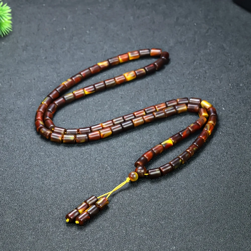 

New Amber Unisex Amber Resin Beaded Necklace Pendant