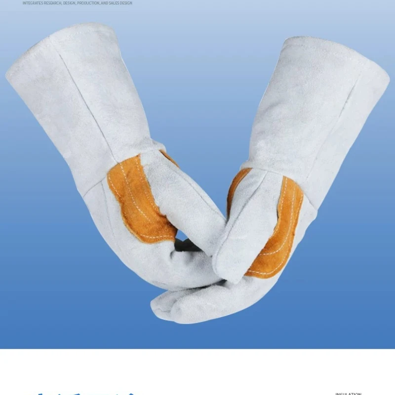 Thickened cowhide laboratory thermal insulation and anti-scalding gloves, electric welding, defensive wire, wear-resistant, high