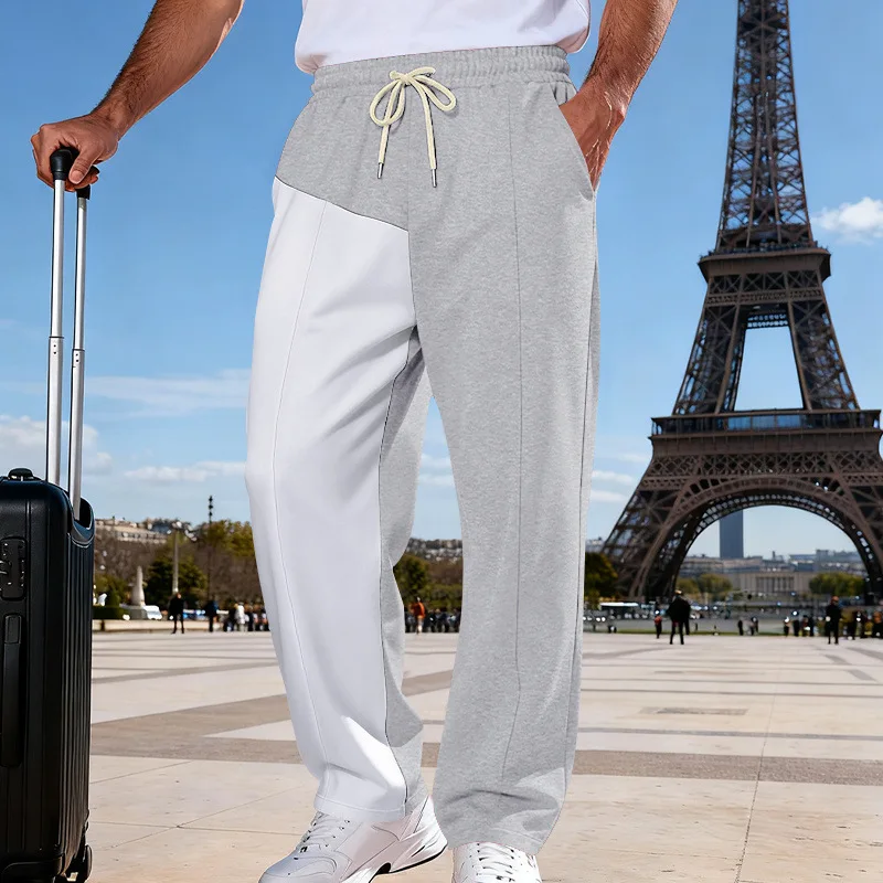 

Spring and Autumn Men's Loose Casual Sports Pants High Street Hip Hop Two Color Straight Leg Pants