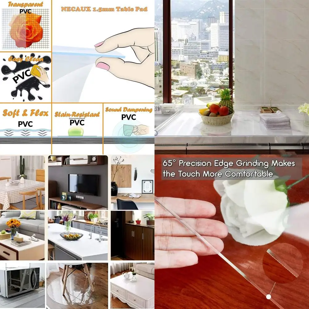 

52 Clear Round Tablecloth Protector, 2mm Thick, Non-Slip Waterproof, Oil-Resistant for Dining & Conference Tables