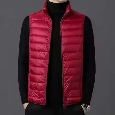 Autumn Mens Gilet Zip Mock Neck Sleeveless Winter Cozy Quilted Outer Garment for Guys Outer Shell Tops Lightweight Outer Attire