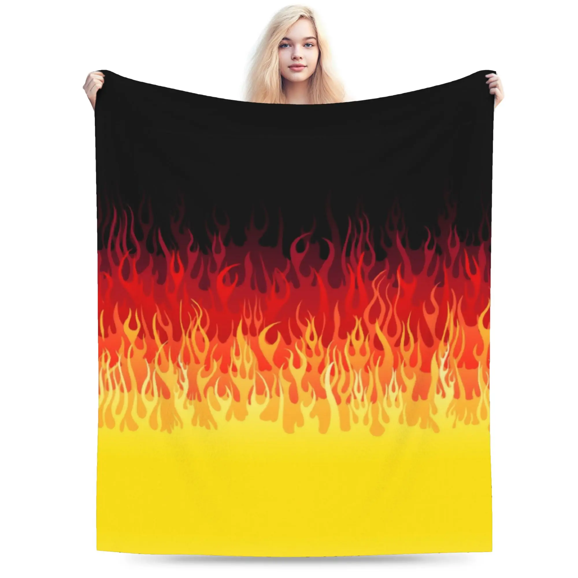 Custom Red Burning Fire Racing Flames Blanket 3D Print Soft Flannel Fleece Throw Blankets for Travel Bedding Sofa Bedspreads