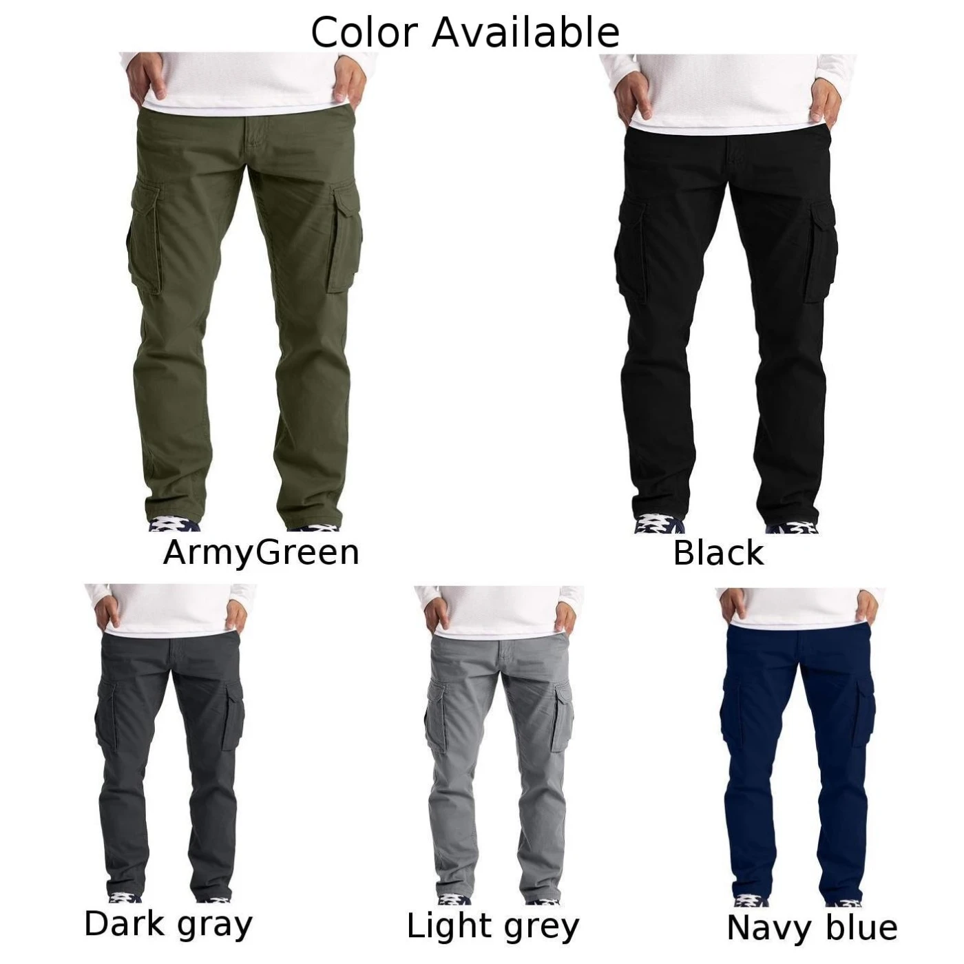 Calças militares para homem, calças de carga, moletom para praia, outono diário, poliéster multi bolso, calças finas retas, M-3XL, 1pc