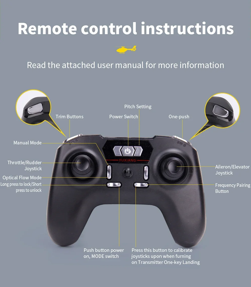 YXZNRC F06 EC135 RC เฮลิคอปเตอร์ 6 แกน Gyro 2.4G 6CH 1:36 Scale LED Light รุ่น RC
