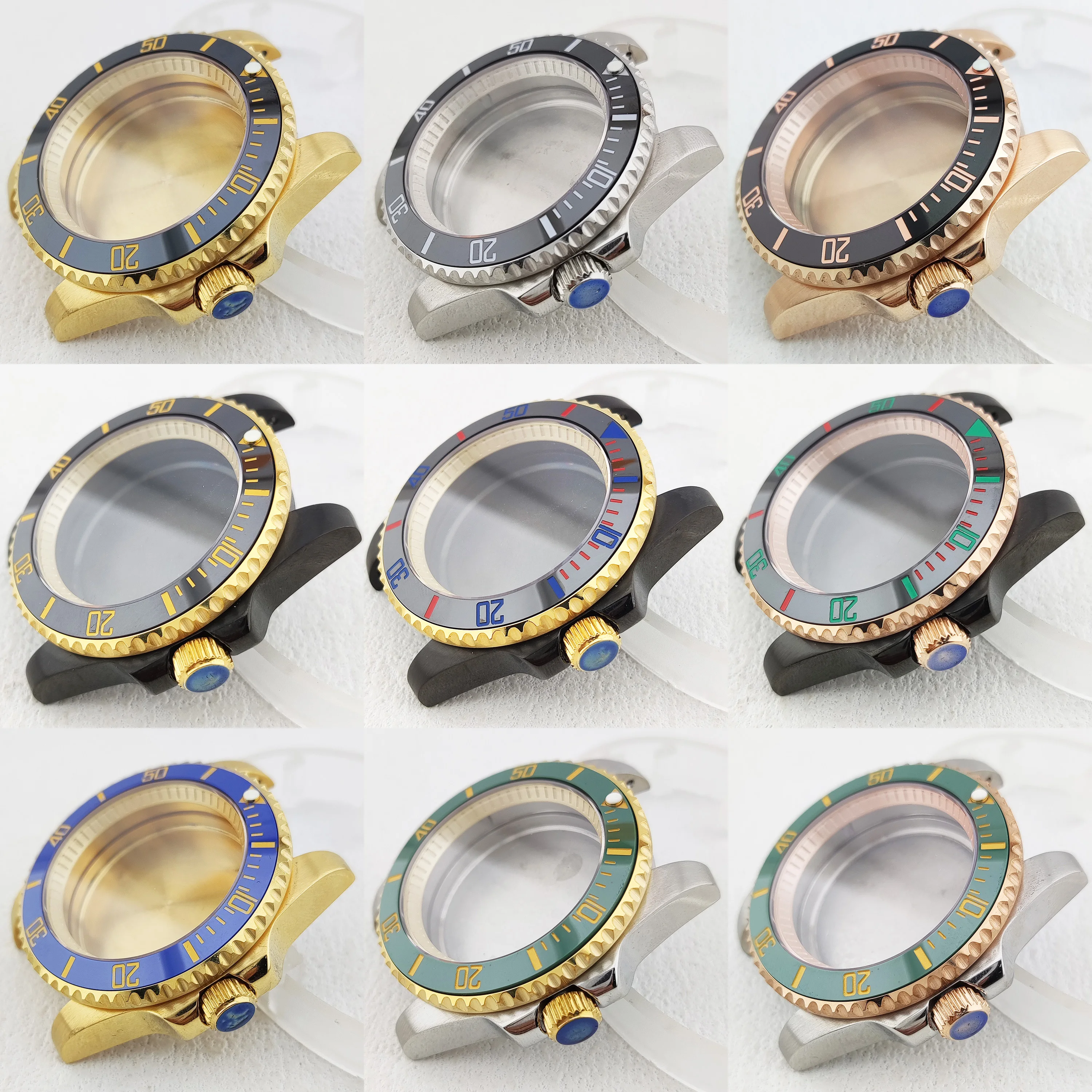 

40mm NH36/NH35 watch case stainless steel NH35 case sapphire crystal galss waterproof Ceramic bezel fit NH35 NH36 Movements