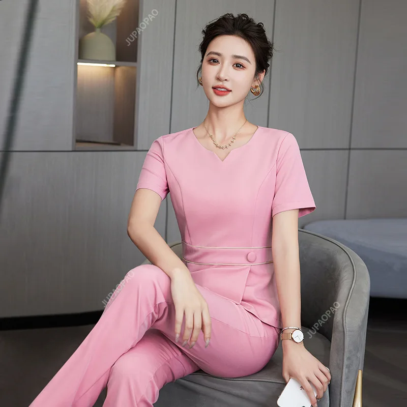 Beauty salon uniform, beautician skin management, foot therapy technician work uniform, Korean version high-end temperament set