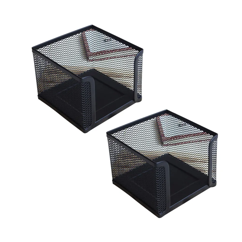 2Pcs Desktop Memo Holder Metal Mesh Easy Access Note Pad Storage Organizer for Office School Home Use Memo Holder