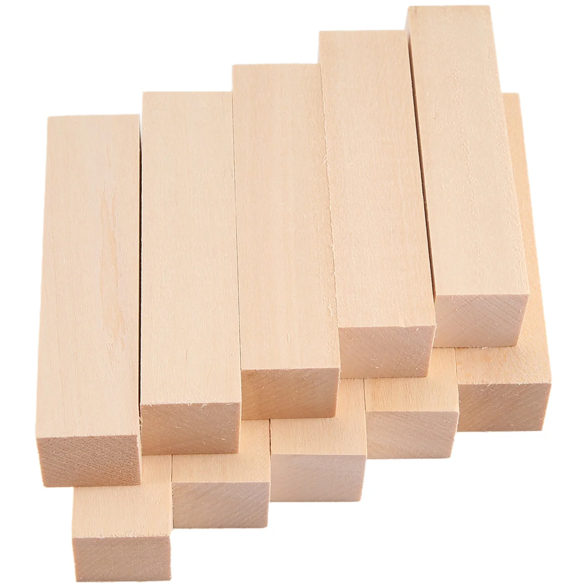 Large Carving Wood Blocks (10 Pack) 4 x 1 x 1 Inches Unfinished Basswood Project Craft Kit DIY Hobby Set for Beginners