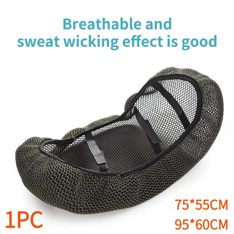 1PC Summer Cool 3D Mesh Motorcycle Seat Cover Breathable Anti Slip Scooter Cushion Grid Protection.