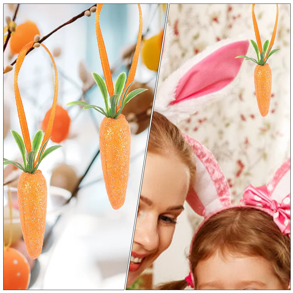 12 Pcs Foam Carrot Easter Pendants Carrots Decor Fake Vegetables Ornaments Hanging for Party Decorations