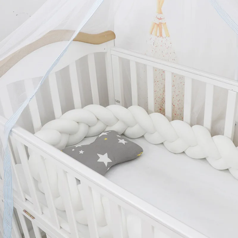 1-4M Baby Bumper Bed Braid Knot Pillow Cushion Bumper Tresse De Lit Bebe Crib Protector Cot Bumper Room Decor Crib Bedding Set