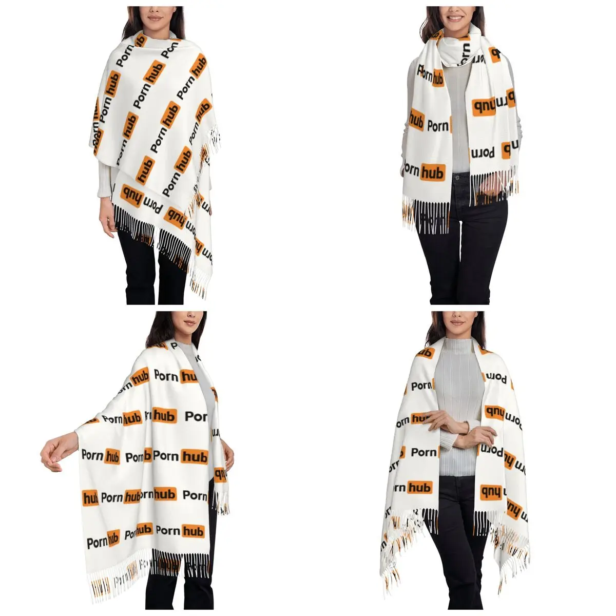 وشاح Pornhub أوشحة شرابة للنساء شالات دافئة ناعمة ويلتف شال كبير للخريف والشتاء #2