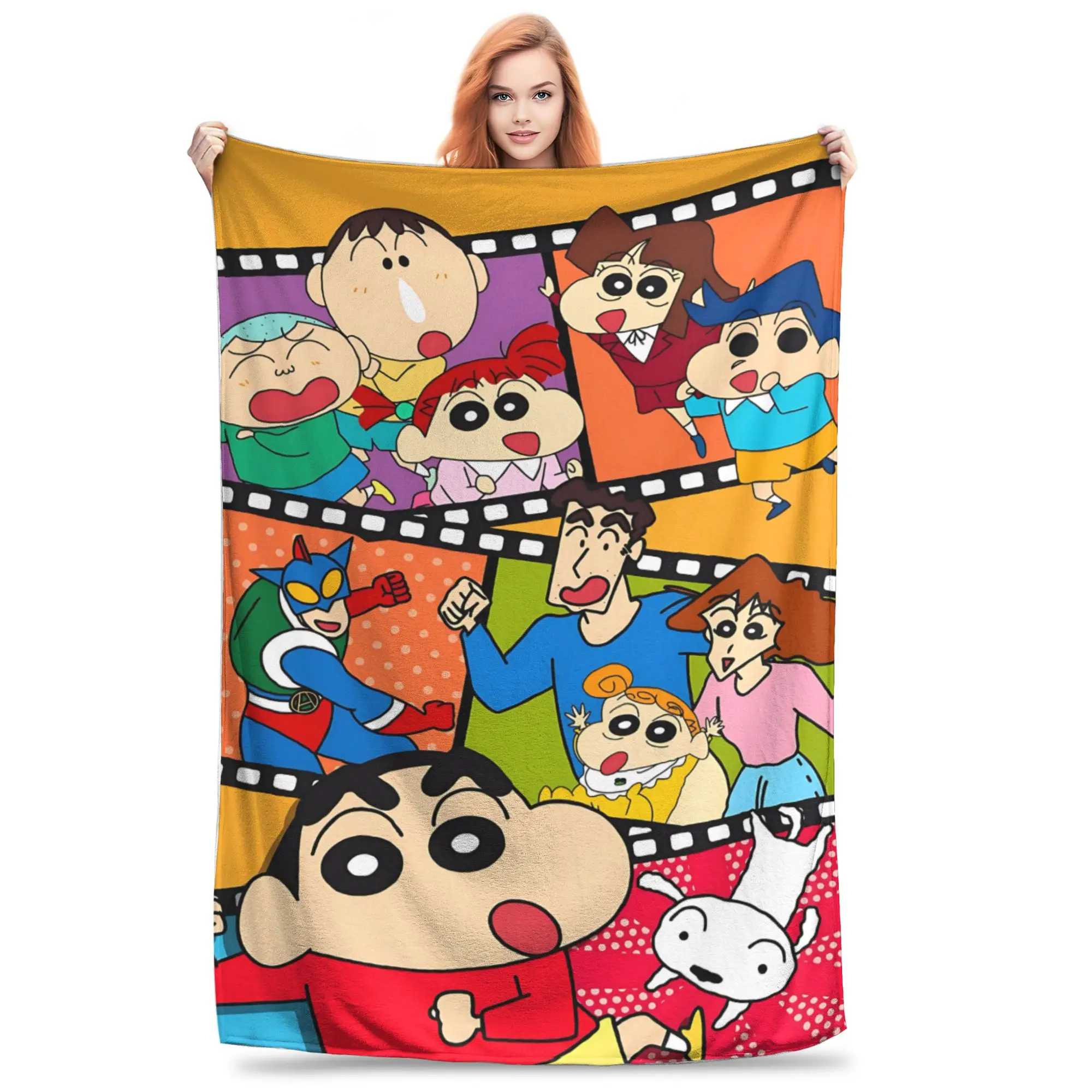 1PC home Cutecore Room Decor Crayon S Shin chan Blanket Throw Blanket  Novelty Warm Blanket All Season