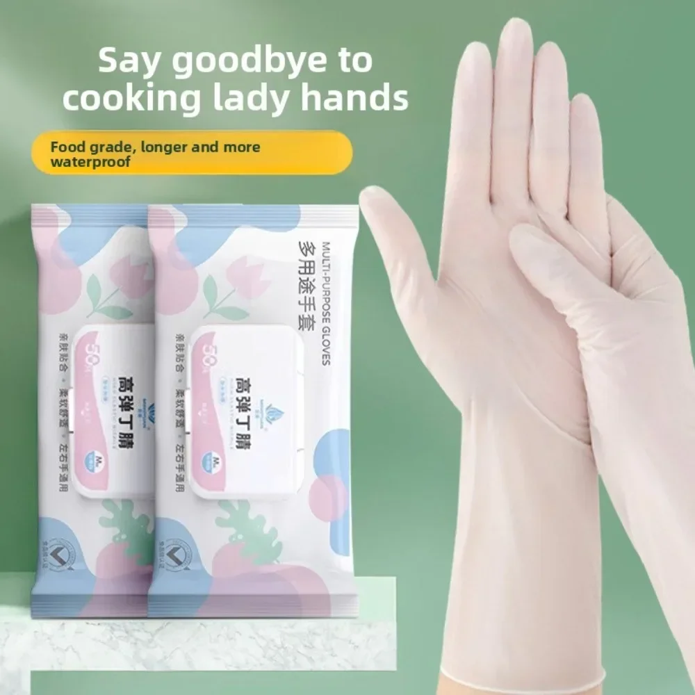 Disposable Nitrile Gloves Food Grade Extra Long Thickened Waterproof Kitchen Cleaning Dishwashing Household Durable