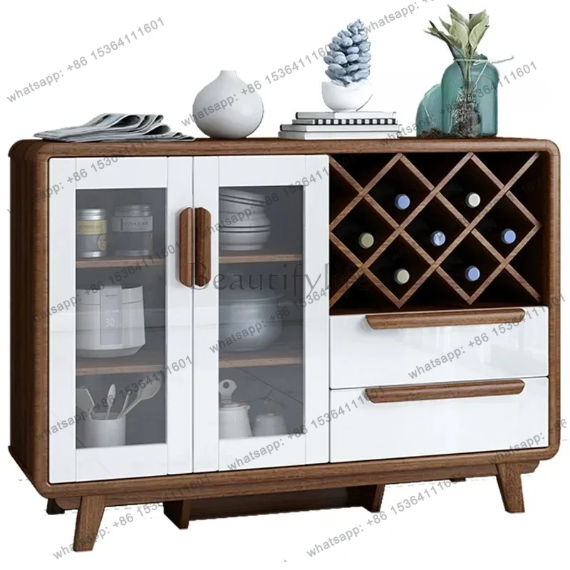 

Chinese side cabinet modern simple solid wood restaurant kitchen storage designer style high sense