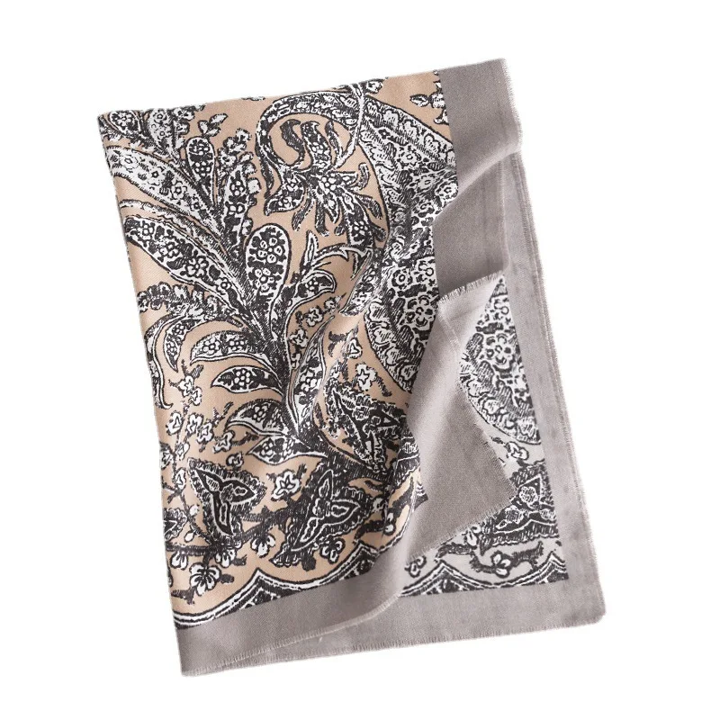 Écharpe à fleurs de style national rétro pour femmes, châles à motif de bon augure, frais, doux, chaud, cou, mode, 24W041