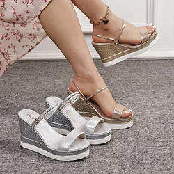 Sandali con zeppa da donna 2024 nuovi sandali con plateau firmati estivi cinturino Open Toe sandali di lusso con fondo grosso tacchi Casual da donna